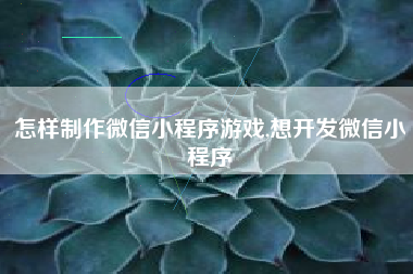 怎样制作微信小程序游戏,想开发微信小程序