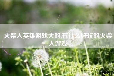 火柴人英雄游戏大的,有什么好玩的火柴人游戏