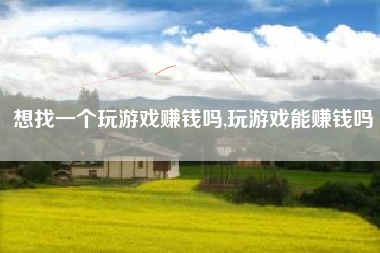 想找一个玩游戏赚钱吗,玩游戏能赚钱吗