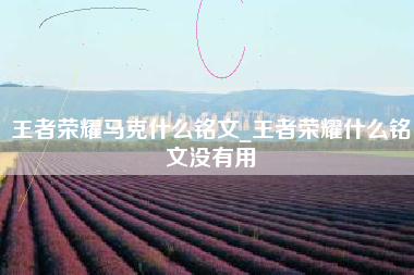 王者荣耀马克什么铭文_王者荣耀什么铭文没有用