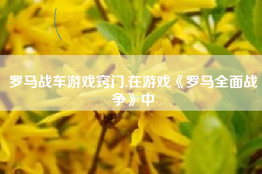 罗马战车游戏窍门,在游戏《罗马全面战争》中