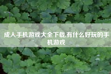 成人手机游戏大全下载,有什么好玩的手机游戏
