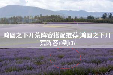 鸿图之下开荒阵容搭配推荐(鸿图之下开荒阵容t0到t3)