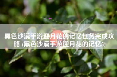 黑色沙漠手游迎月花的记忆任务完成攻略 (黑色沙漠手游迎月花的记忆5)
