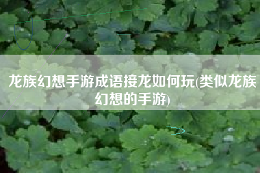 龙族幻想手游成语接龙如何玩(类似龙族幻想的手游)