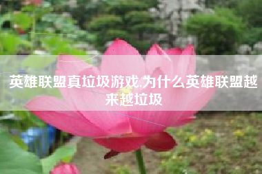 英雄联盟真垃圾游戏,为什么英雄联盟越来越垃圾