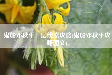 鬼船邓秋平一层线索攻略(鬼船邓秋平攻略图文)