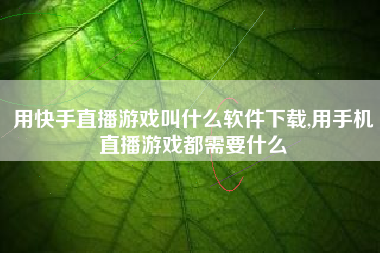 用快手直播游戏叫什么软件下载,用手机直播游戏都需要什么