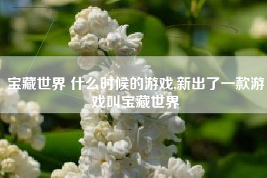 宝藏世界 什么时候的游戏,新出了一款游戏叫宝藏世界