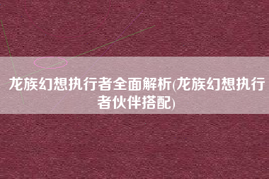 龙族幻想执行者全面解析(龙族幻想执行者伙伴搭配)