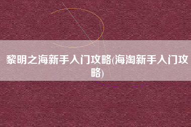 黎明之海新手入门攻略(海淘新手入门攻略)