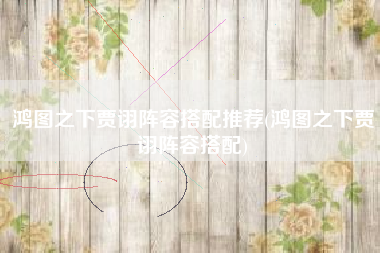 鸿图之下贾诩阵容搭配推荐(鸿图之下贾诩阵容搭配)