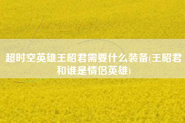 超时空英雄王昭君需要什么装备(王昭君和谁是情侣英雄)