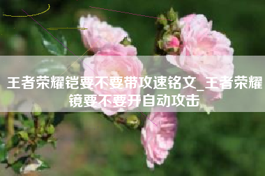 王者荣耀铠要不要带攻速铭文_王者荣耀镜要不要开自动攻击