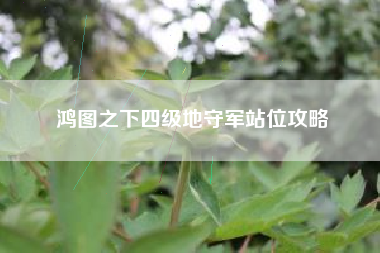 鸿图之下四级地守军站位攻略