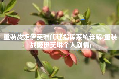 重装战姬伊芙琳代理指挥系统详解(重装战姬伊芙琳个人剧情)