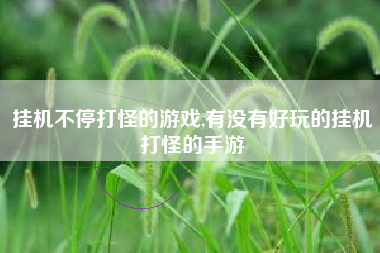 挂机不停打怪的游戏,有没有好玩的挂机打怪的手游