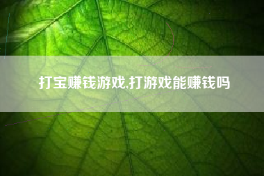 打宝赚钱游戏,打游戏能赚钱吗