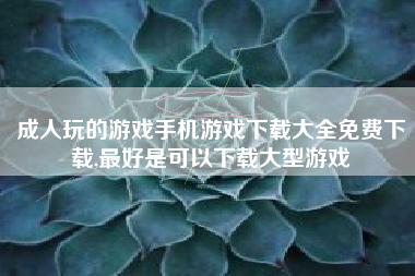 成人玩的游戏手机游戏下载大全免费下载,最好是可以下载大型游戏