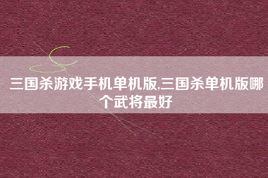 三国杀游戏手机单机版,三国杀单机版哪个武将最好