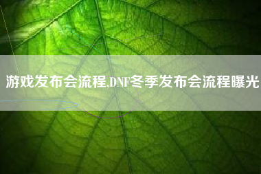 游戏发布会流程,DNF冬季发布会流程曝光