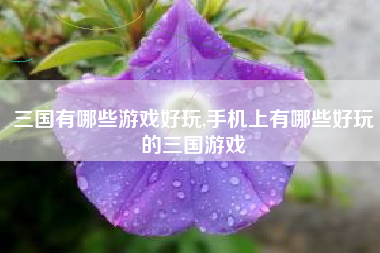 三国有哪些游戏好玩,手机上有哪些好玩的三国游戏