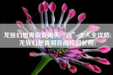 龙族幻想青铜异闻天“选”之人全攻略(龙族幻想青铜异闻校园长椅)