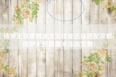 造梦无双唐僧冰冻流技能选择搭配攻略(造梦无双唐僧冰冻流觉醒)