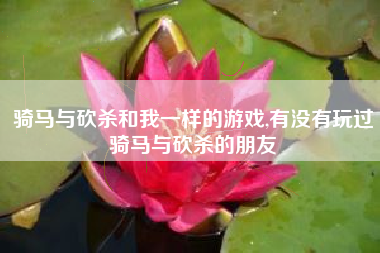 骑马与砍杀和我一样的游戏,有没有玩过骑马与砍杀的朋友