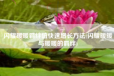 闪耀暖暖羁绊值快速增长方法(闪耀暖暖与暖暖的羁绊)