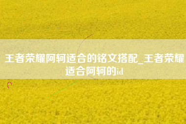 王者荣耀阿轲适合的铭文搭配_王者荣耀适合阿轲的id