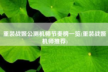 重装战姬公测机师节奏榜一览(重装战姬机师推荐)