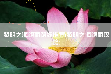 黎明之海跑商路线推荐(黎明之海跑商攻略)