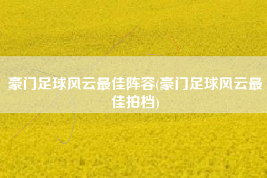 豪门足球风云最佳阵容(豪门足球风云最佳拍档)