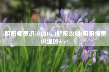 阴阳师灵识追凶Day4解密攻略(阴阳师灵识追凶day4)