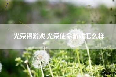 光荣得游戏,光荣使命游戏怎么样