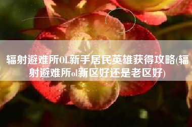 辐射避难所OL新手居民英雄获得攻略(辐射避难所ol新区好还是老区好)