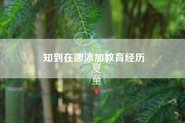 知到在哪添加教育经历