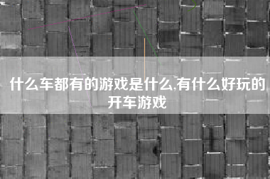 什么车都有的游戏是什么,有什么好玩的开车游戏