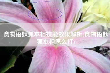 食物语妖狐本相技能效果解析(食物语妖狐本相怎么打)