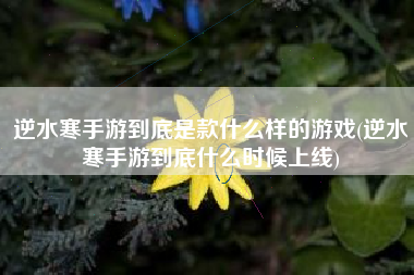 逆水寒手游到底是款什么样的游戏(逆水寒手游到底什么时候上线)