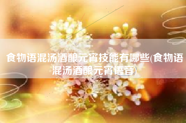 食物语混汤酒酿元宵技能有哪些(食物语混汤酒酿元宵语音)