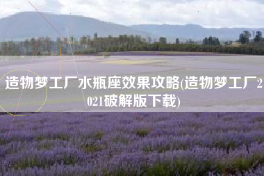 造物梦工厂水瓶座效果攻略(造物梦工厂2021破解版下载)