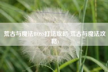荒古与魔法BOSS打法攻略(荒古与魔法攻略)