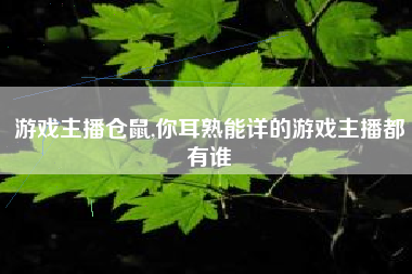 游戏主播仓鼠,你耳熟能详的游戏主播都有谁