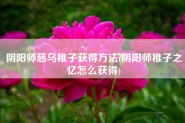 阴阳师慈乌稚子获得方法(阴阳师稚子之忆怎么获得)