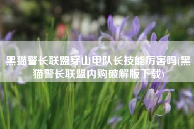 黑猫警长联盟穿山甲队长技能厉害吗(黑猫警长联盟内购破解版下载)