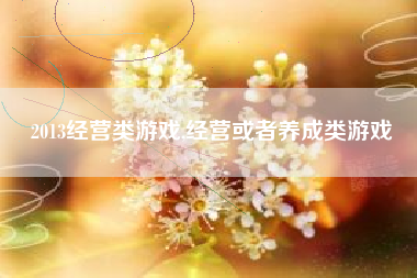 2013经营类游戏,经营或者养成类游戏