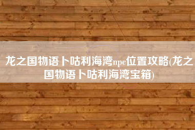 龙之国物语卜咕利海湾npc位置攻略(龙之国物语卜咕利海湾宝箱)
