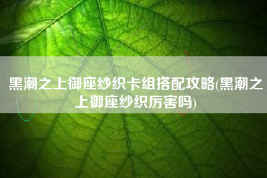 黑潮之上御座纱织卡组搭配攻略(黑潮之上御座纱织厉害吗)